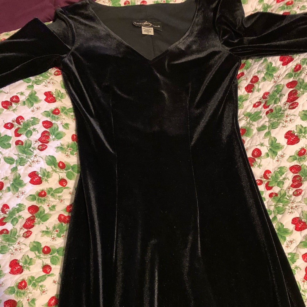 Black velvet like dress